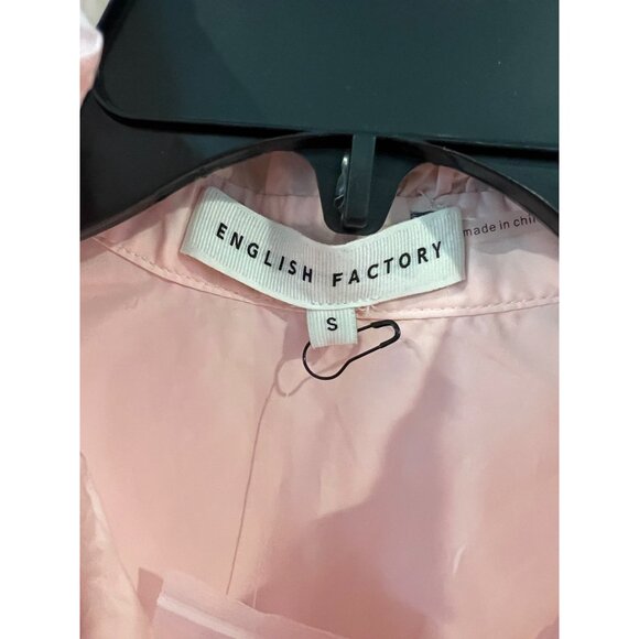 English Factory Ruffle Trim Button-Up pink Shirt size S - Picture 6 of 10